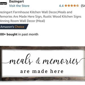 Farmhouse Kitchen Wall Decor, Meals and Memories Are Made Here Sign, Rustic Wood